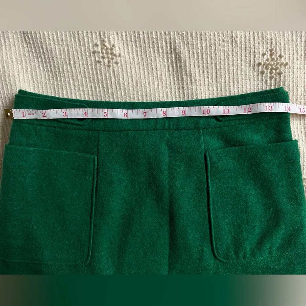 Anthropologie Maeve Wool Blend Emerald Green Tulip Style Mini Skirt Size 2